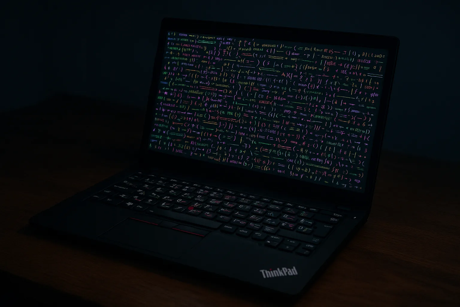 Una laptop con garabatos que aparentan código en la pantalla